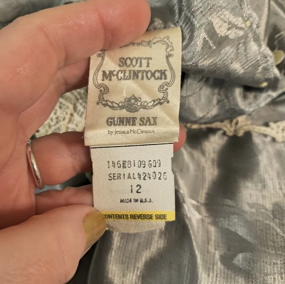 Vintage Scott McClintock For Gunne Sax Dress Silver Size 12 - Picture 8 of 9